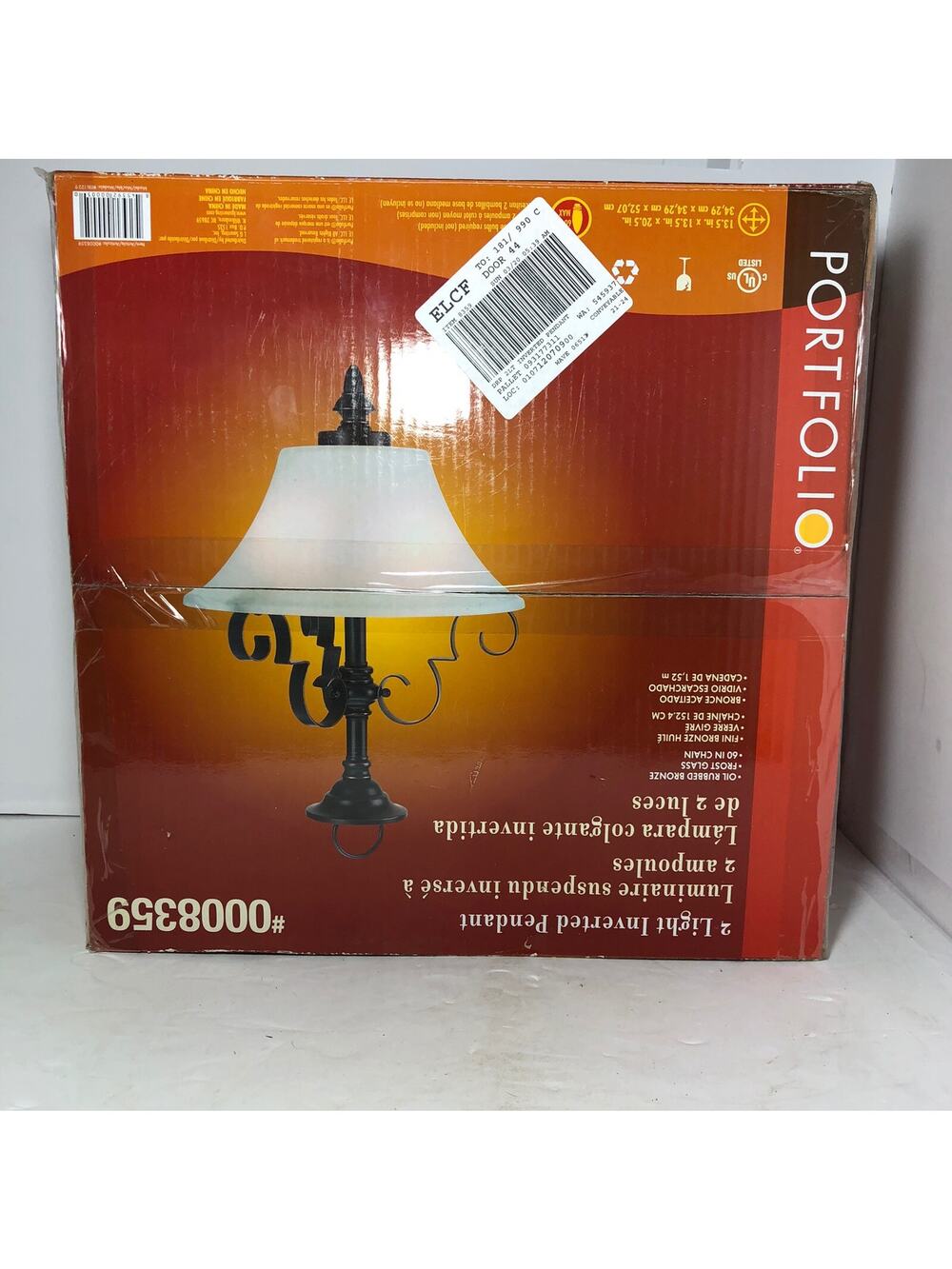 Portfolio Pendant 2 Light Inverted Pendant Bronze Lamp # 0008359
